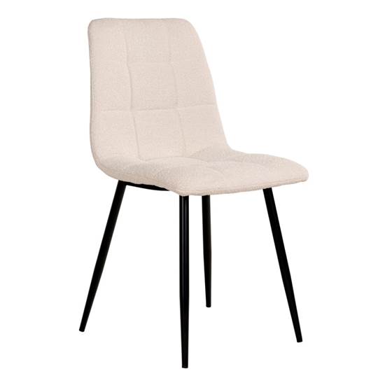 MARIBO dining chair in bouclé, white with black legs