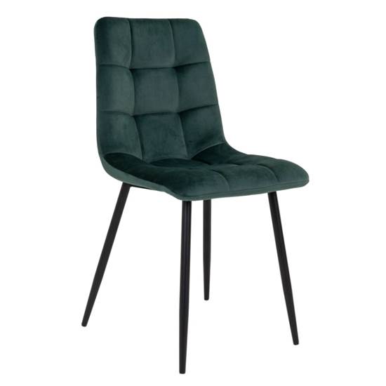 MARIBO dining chair  in velvet, dark green with black legs